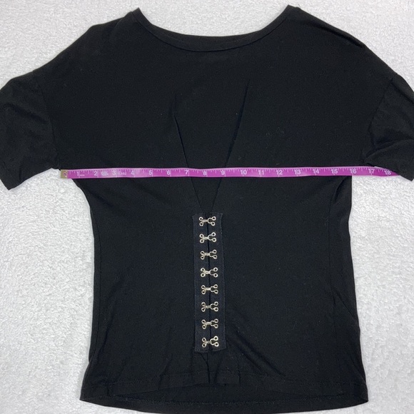 Top shop black tee corset look hook front size 2 - Picture 5 of 9